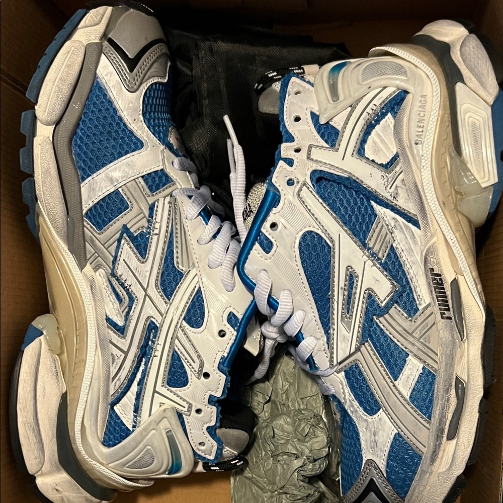 Balenciaga Blue, White & Gray Runner Sneakers